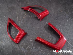 FIAT 500 Steering Wheel Trim - 3 piece set - Carbon Fiber - Red Candy